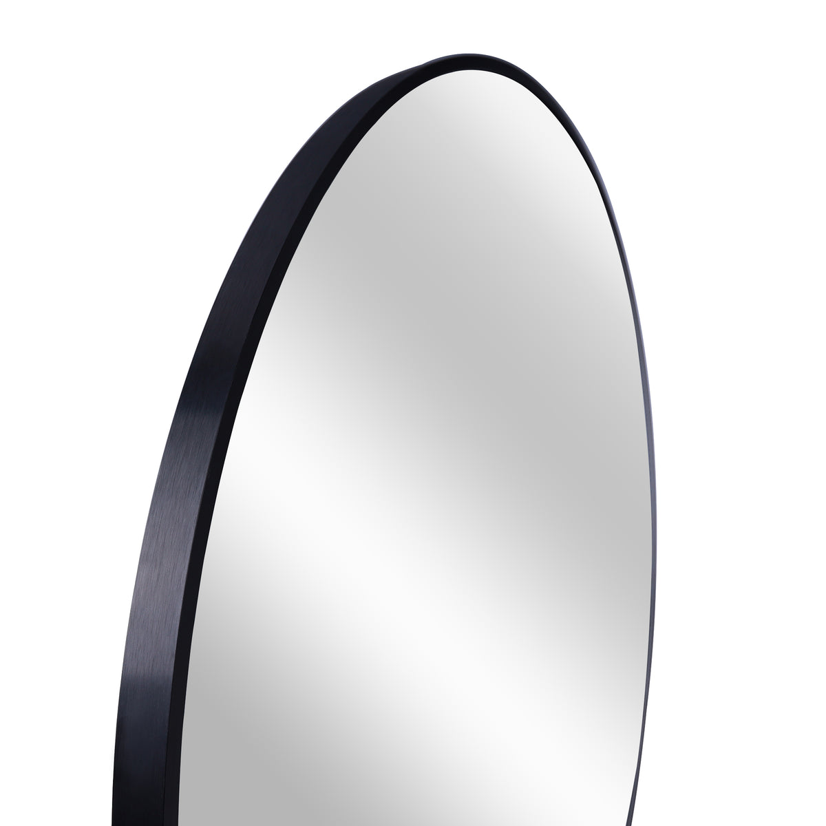 42-Inch Round Bathroom Mirror, Black Aluminum Frame