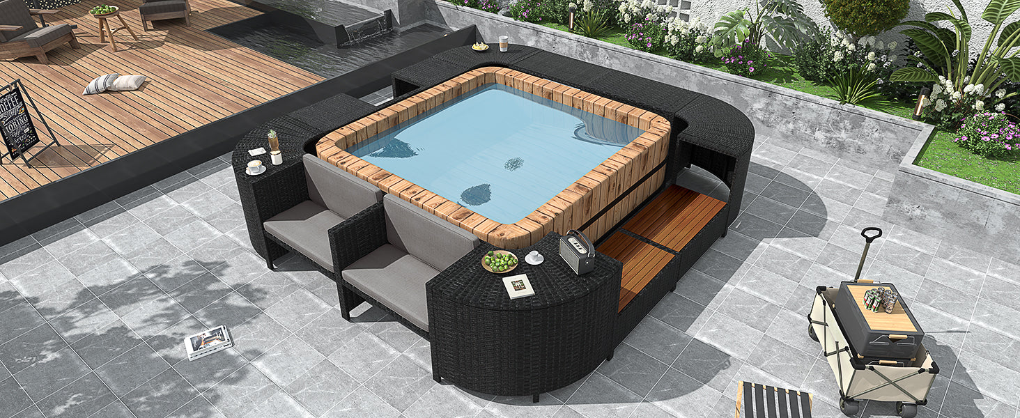 Spa Surround Spa Frame Quadrilateral Outdoor Rattan Sectional Sofa Set