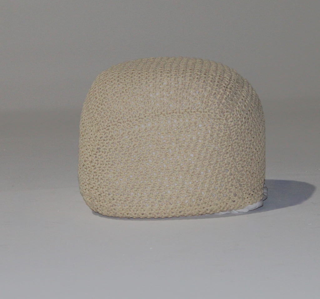 Semi-Rounded Pouf - Cable Knitted - Handmade