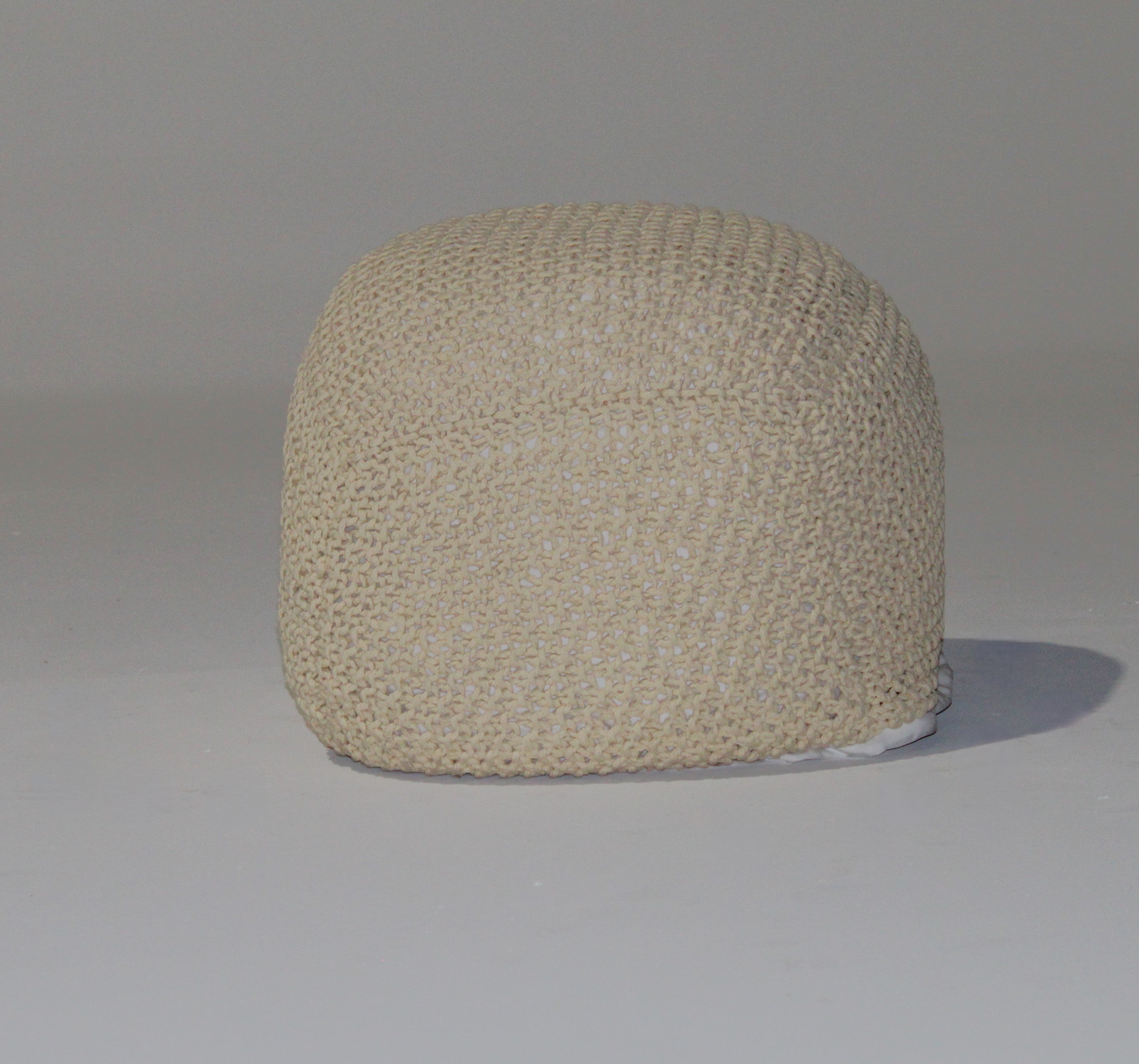 Semi-Rounded Pouf - Cable Knitted - Handmade