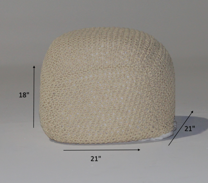 Semi-Rounded Pouf - Cable Knitted - Handmade