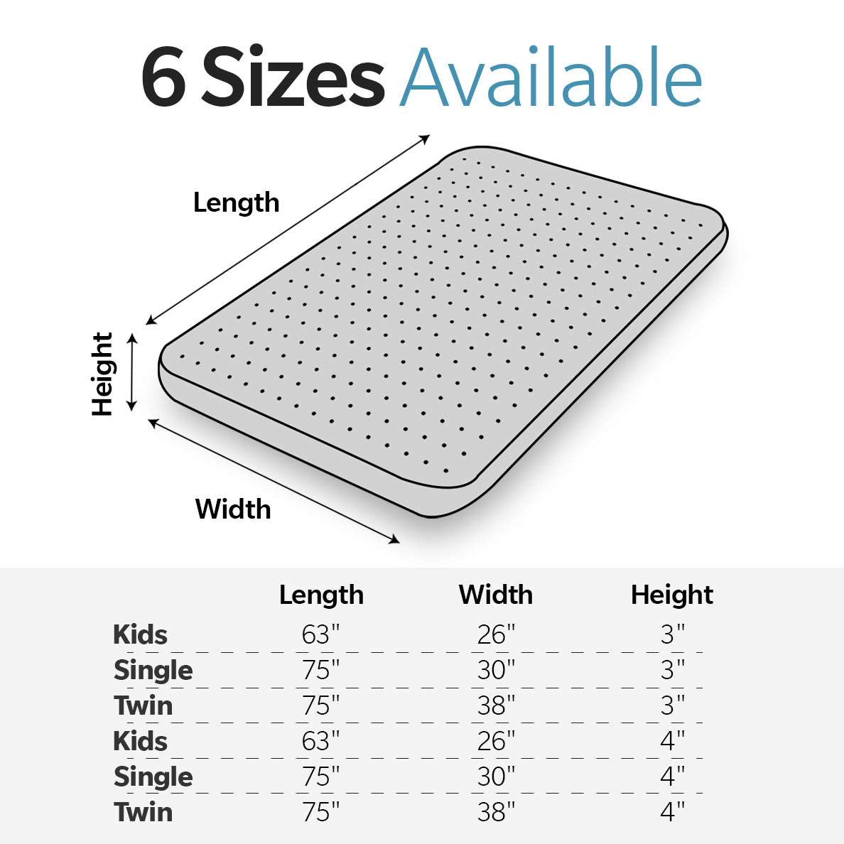 Memory Foam Camping Mattress - 75"x30"x4"
