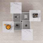 Square Marble Veneer Coffee Table Sliding Top with Storage