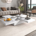 Square Marble Veneer Coffee Table Sliding Top with Storage