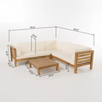Oana Outdoor Wooden Sectional Set With Cushions