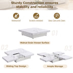 Square Marble Veneer Coffee Table Sliding Top with Storage