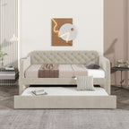 Twin Size Upholstered Daybed with Trundle and USB Charging