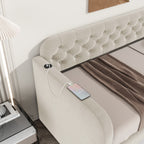 Twin Size Upholstered Daybed with Trundle and USB Charging