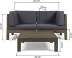 Oana 3-Piece Love Seat Set with Coffee Table, Dark