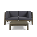 Oana 3-Piece Love Seat Set with Coffee Table, Dark