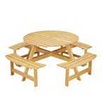 Outdoor 8 Person Picnic Table with Umbrella Hole