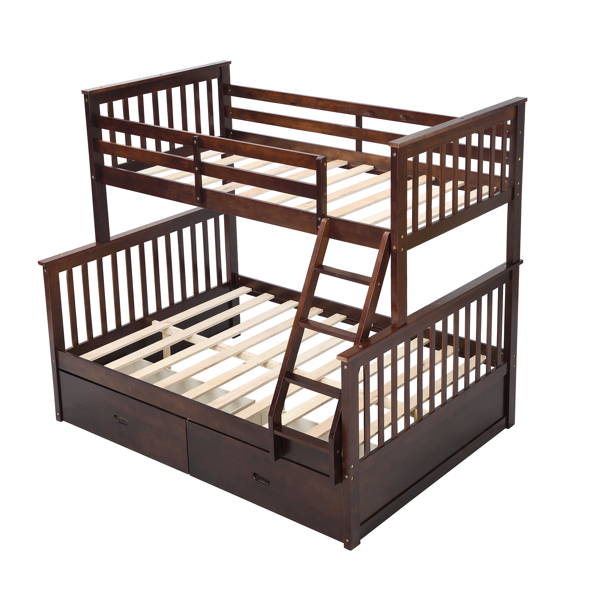 Twin Over Full Bunk Bed with Storage Drawers – Espresso