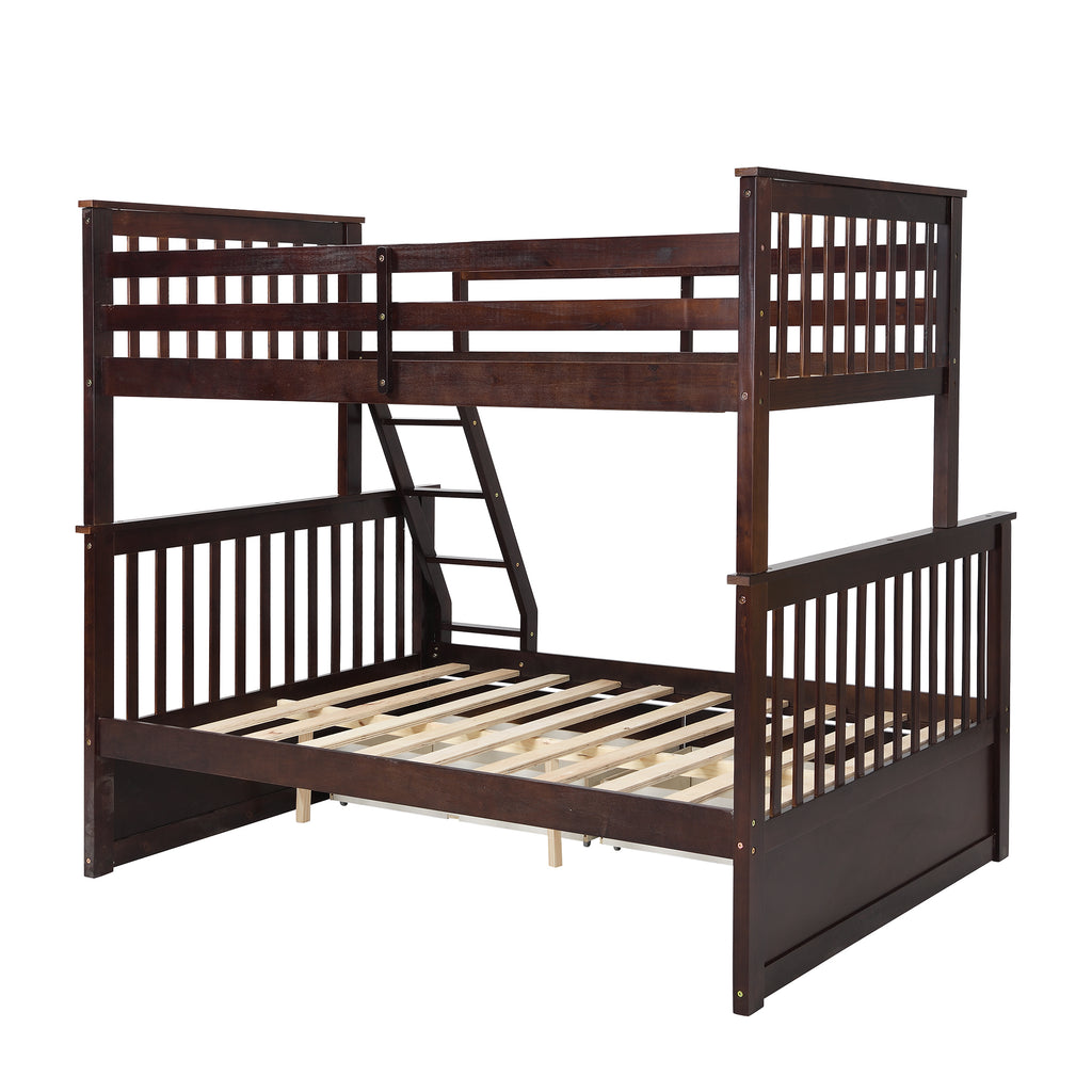 Twin Over Full Bunk Bed with Storage Drawers – Espresso