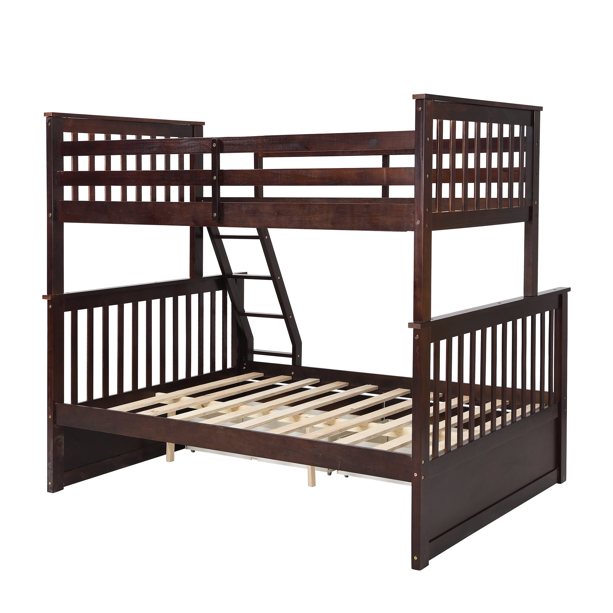 Twin Over Full Bunk Bed with Storage Drawers – Espresso