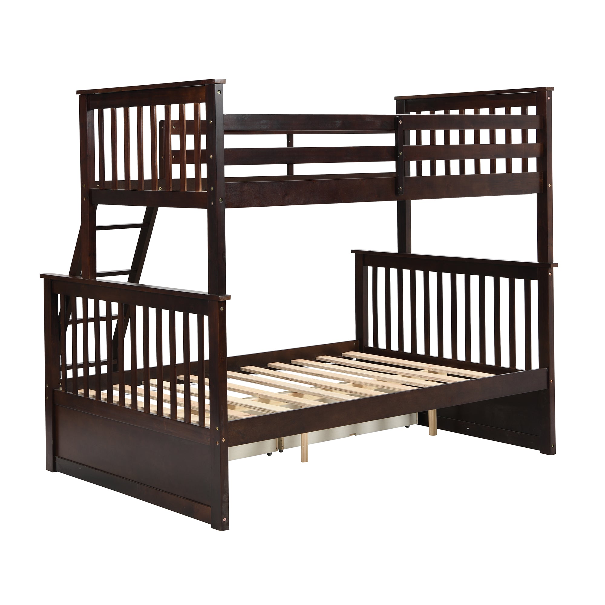 Twin Over Full Bunk Bed with Storage Drawers – Espresso