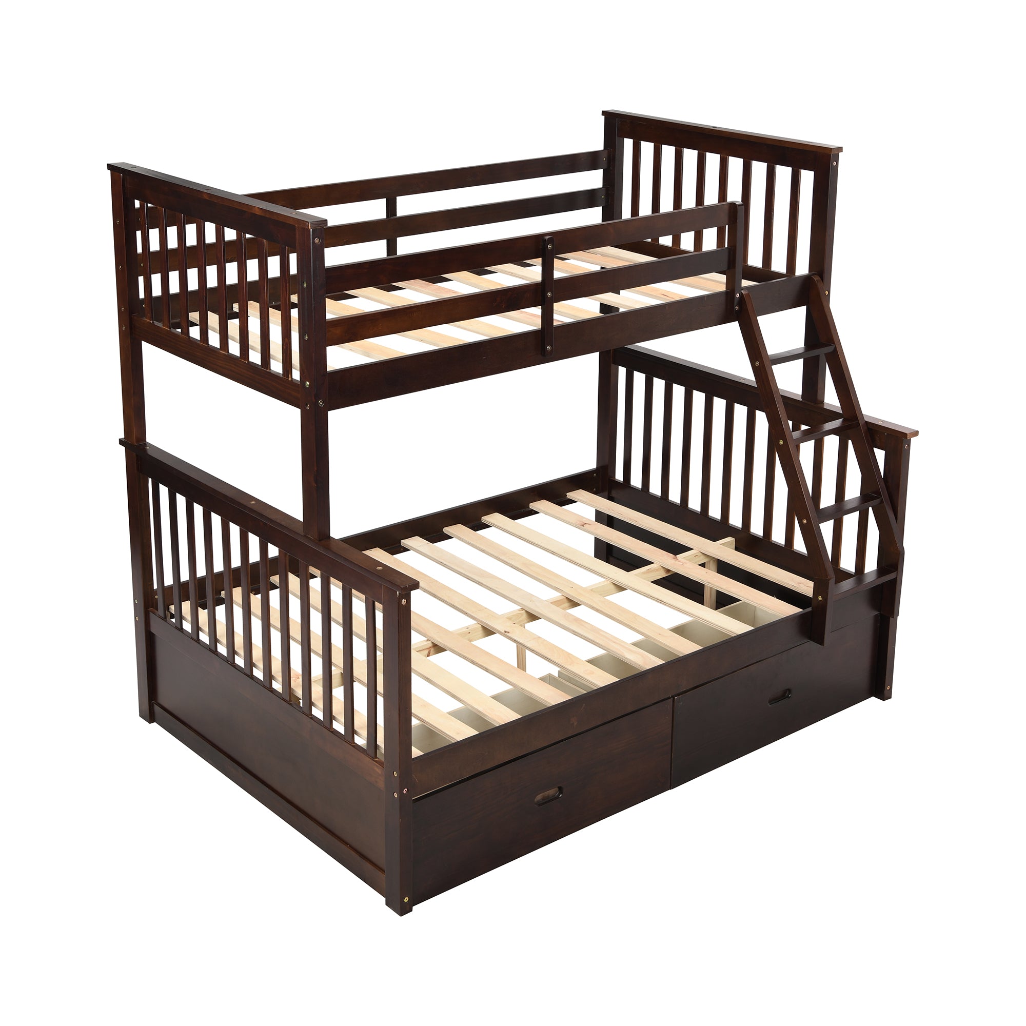 Twin Over Full Bunk Bed with Storage Drawers – Espresso