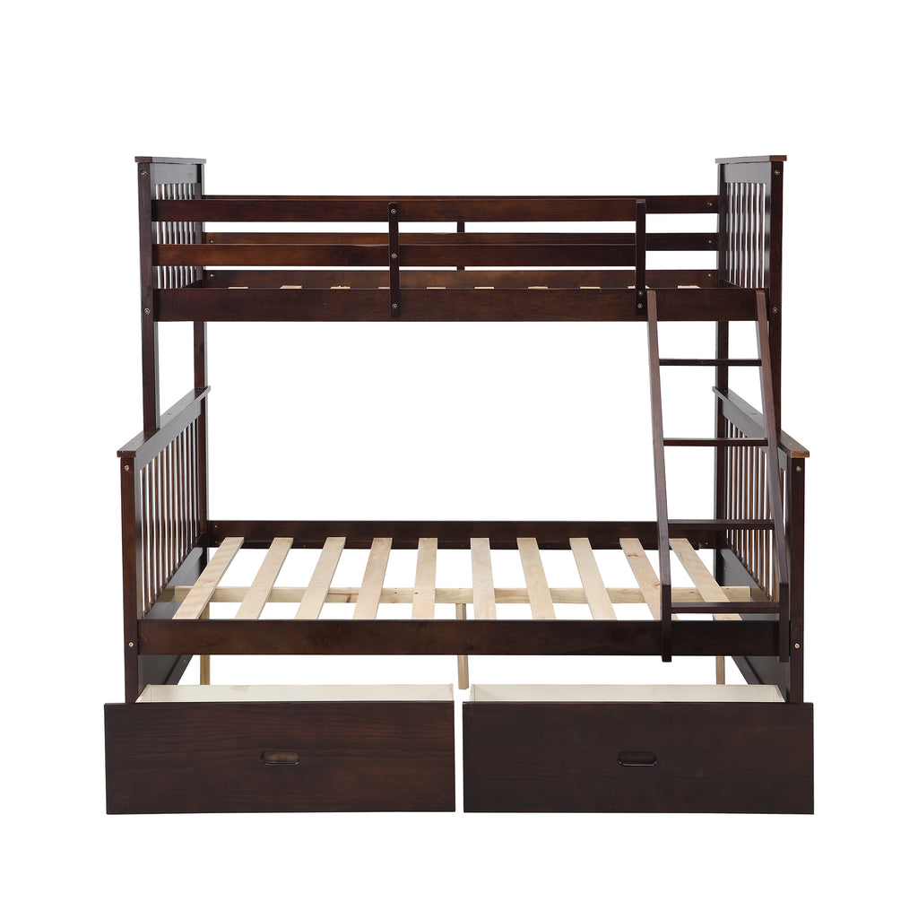 Twin Over Full Bunk Bed with Storage Drawers – Espresso