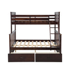 Twin Over Full Bunk Bed with Storage Drawers – Espresso