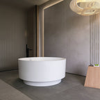 49 Inch Round Freestanding Solid Surface Soaking Bathtub