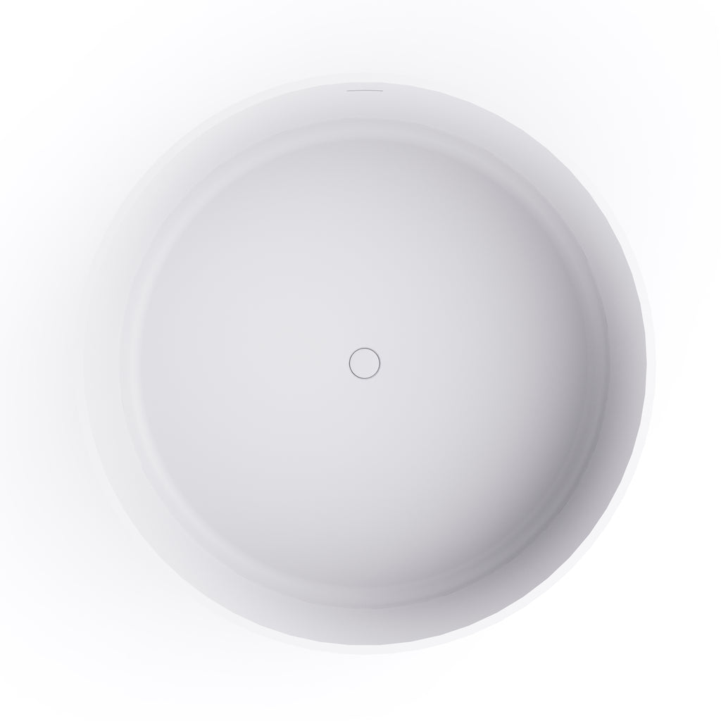 49 Inch Round Freestanding Solid Surface Soaking Bathtub