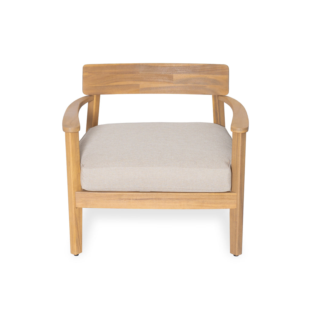 Mallorca Acacia Wood Club Chair With Seat Cushion, Set of 1