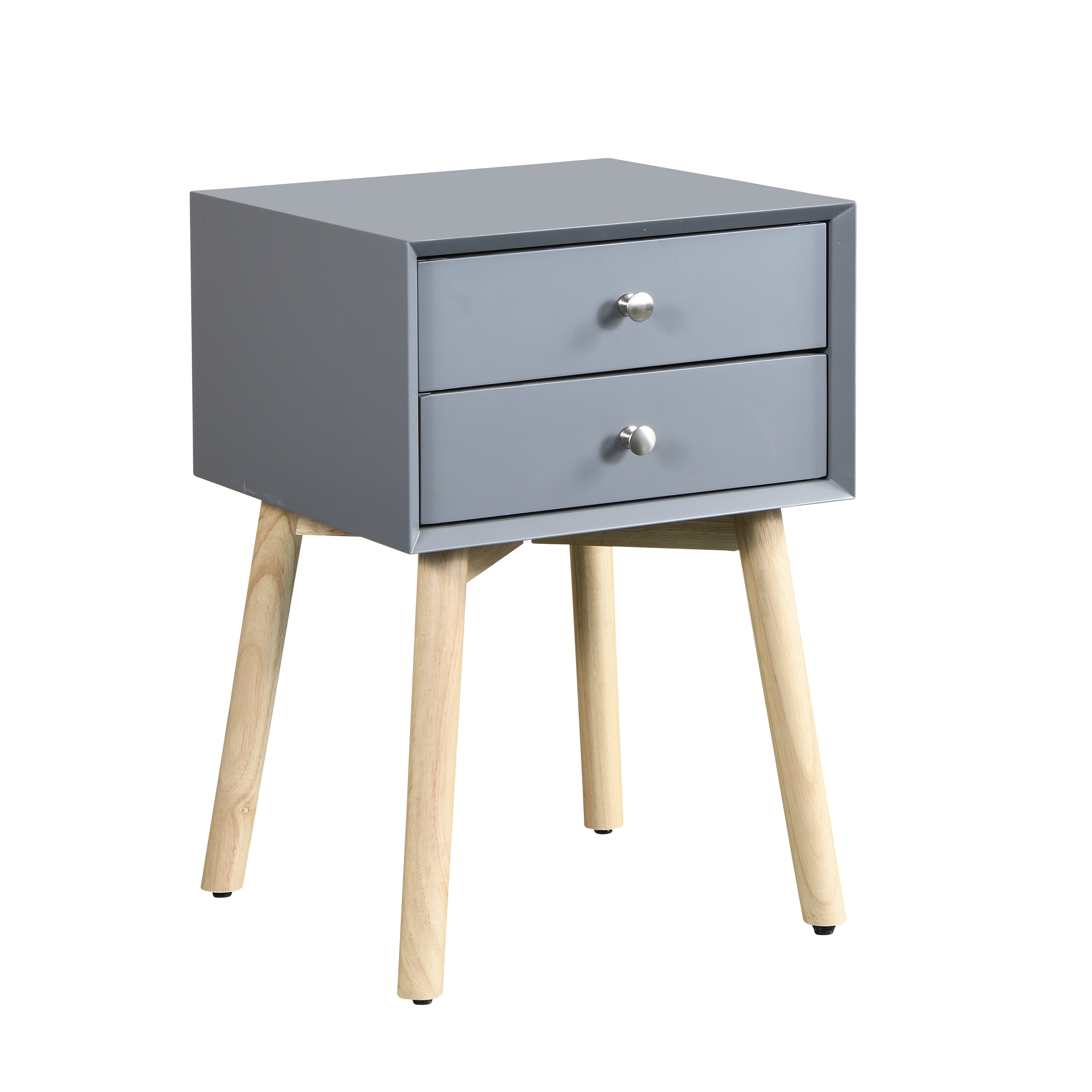 Mid-Century Modern Side Table with 2 Drawers