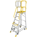6 Step 375lbs Aluminum Rolling Platform Ladder