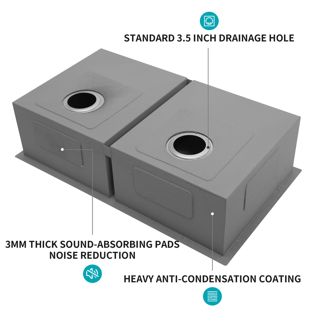 16 Gauge Stainless Steel Undermount Double Bowl Kitchen Sink