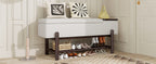 TREXM Farmhouse Upholstered Storage Bench