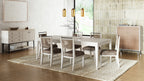 Expandable Leg Table with Metal Inlay - Vanilla