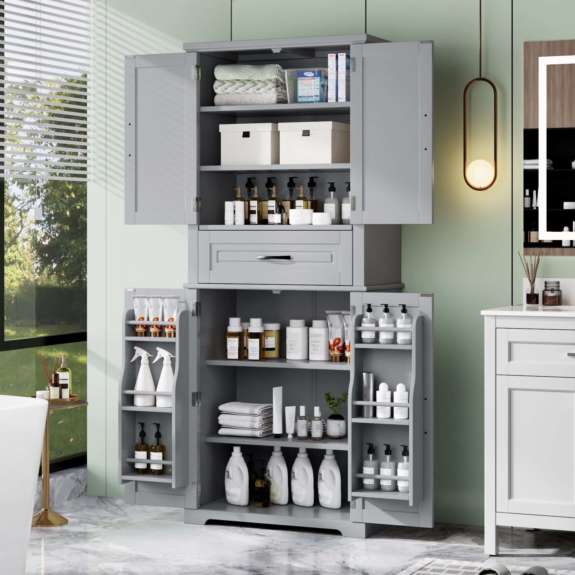 Bathroom Storage Cabinet with Multi-Functional Storage Space
