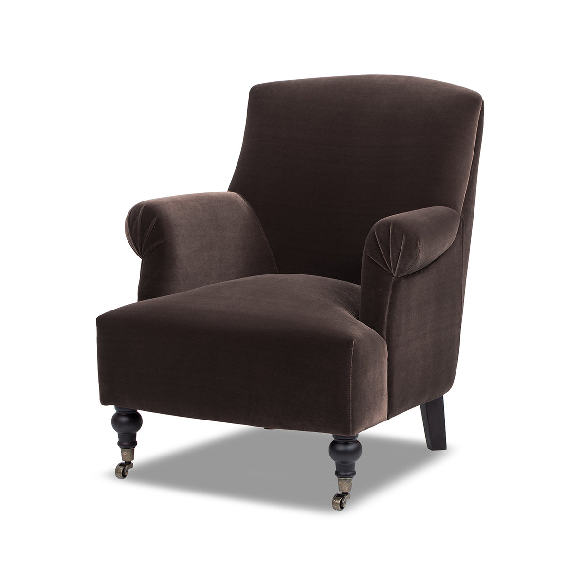 Eloise 30-Inch Pleated Sock Arm Accent Armchair, Deep Brown Velvet