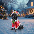 Christmas Dog Statue, Holiday Dog Figurine