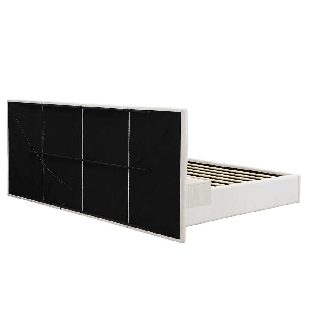 Soft, Comfortable, Luxurious Upholstered Smart Bed with Reading Light - King