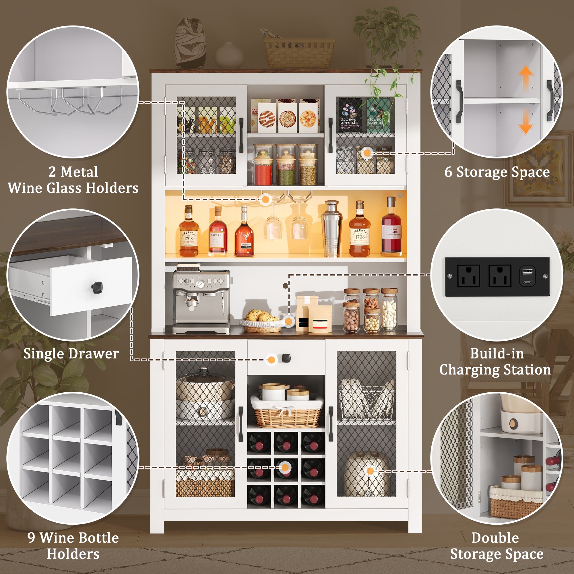 70.9" Kitchen Pantry Storage Cabinet
