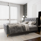 Bailey Dark Mid-Century Modern Platform Bed