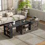 U-Can Farmhouse Lift Top Coffee Table With Barn Doors