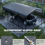 13x20 FT Metal Carport with Upgraded Triangle Reinforced Frame
