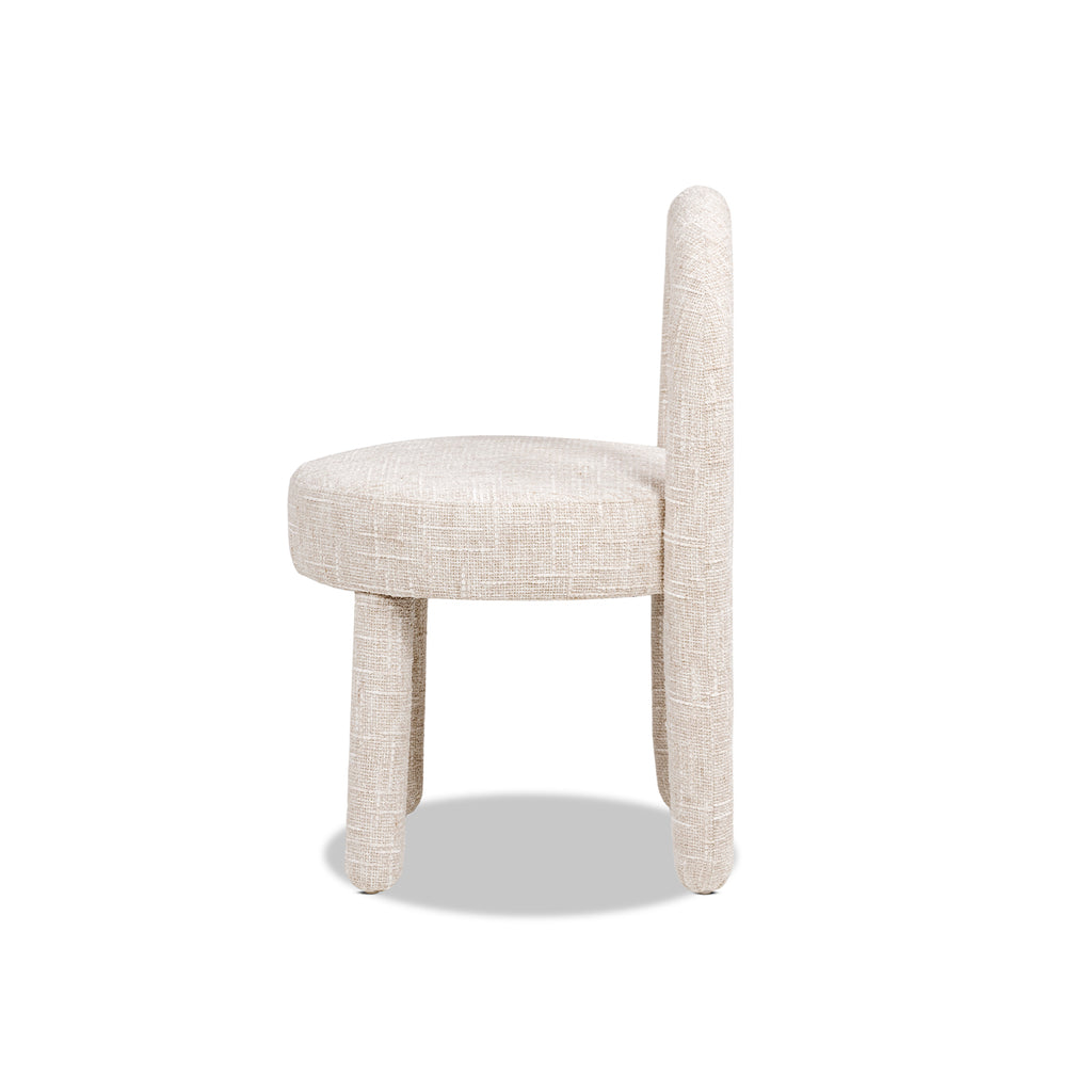 Penny Round Arched Fully Upholstered Dining Side Chair, Set of 2, Travertine