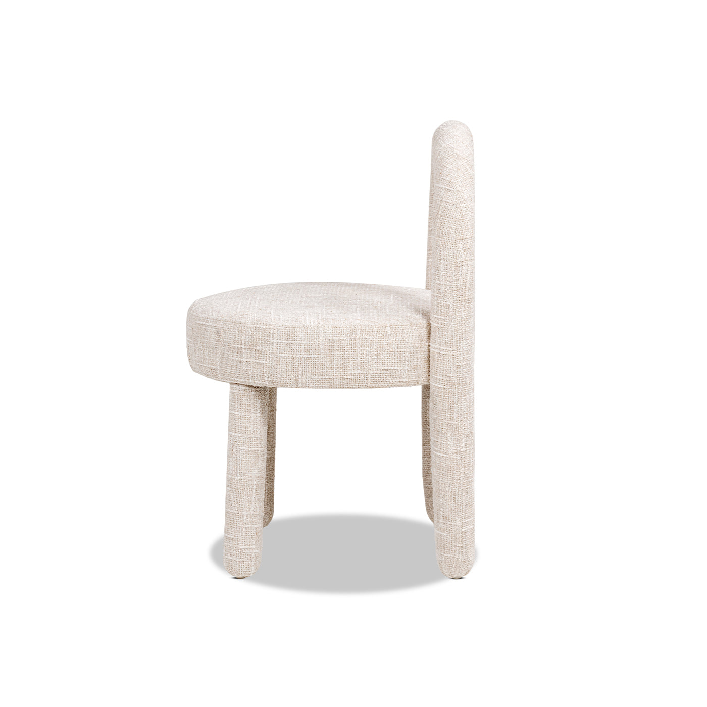 Penny Round Arched Fully Upholstered Dining Side Chair, Set of 2, Travertine