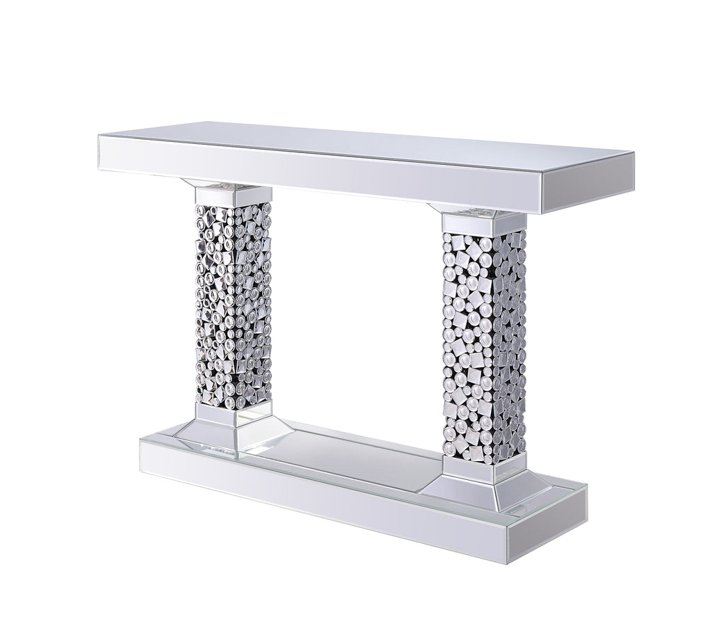 Lachina Glam Mirrored & Faux Gems Console Table