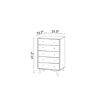 Caroline Mid Century Modern 5-Drawer Solid Wood Dresser
