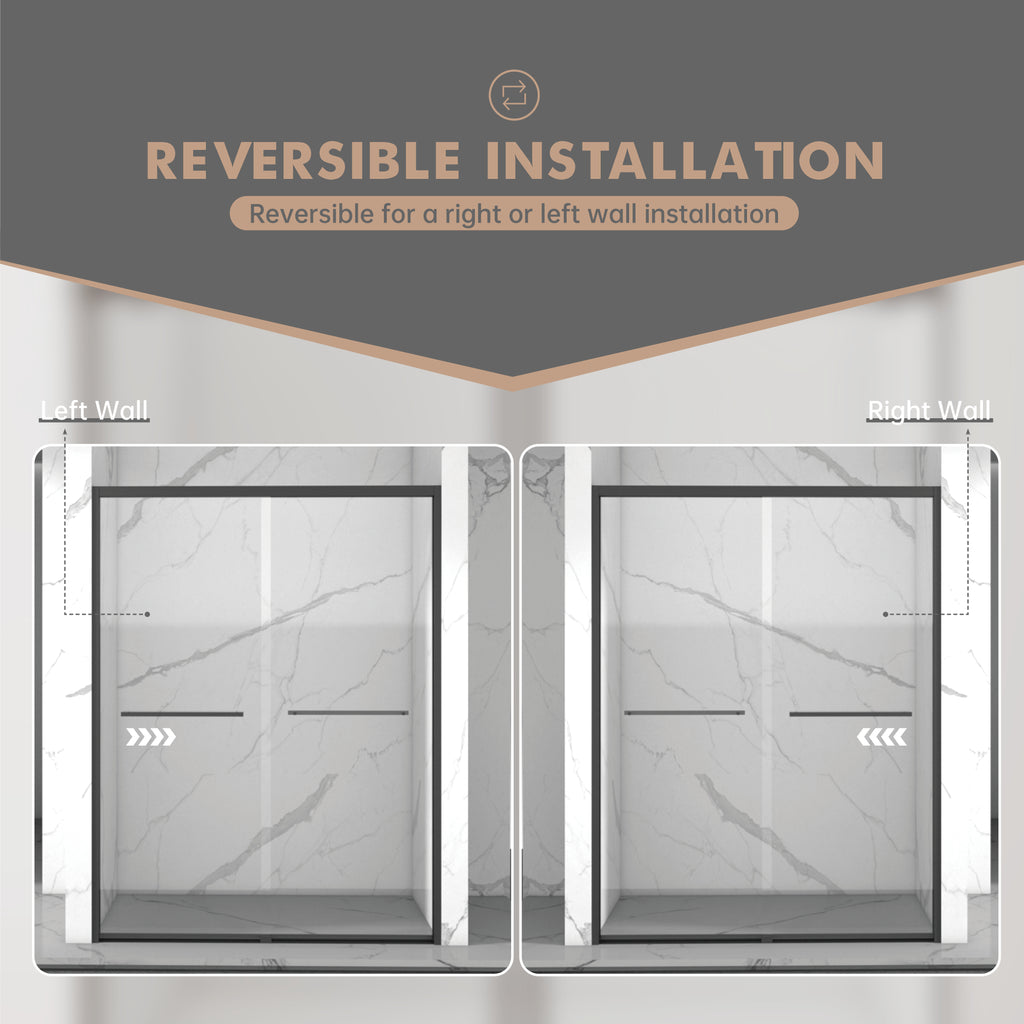 56-60"x70" Aluminum Frame Double Sliding Shower Door