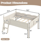 Full Size Low Loft Bed with Full-Length Guardrails