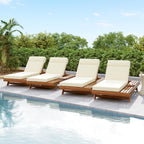 Lounge Chaise Set With Headrest - Acacia Wood & Water-Resistant Cushions