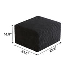 No Assembly Required Sofa Ottoman in Black Plush Corduroy