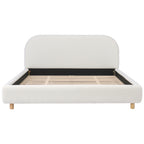 Queen Size Upholstered Bed With Boucle Fabric