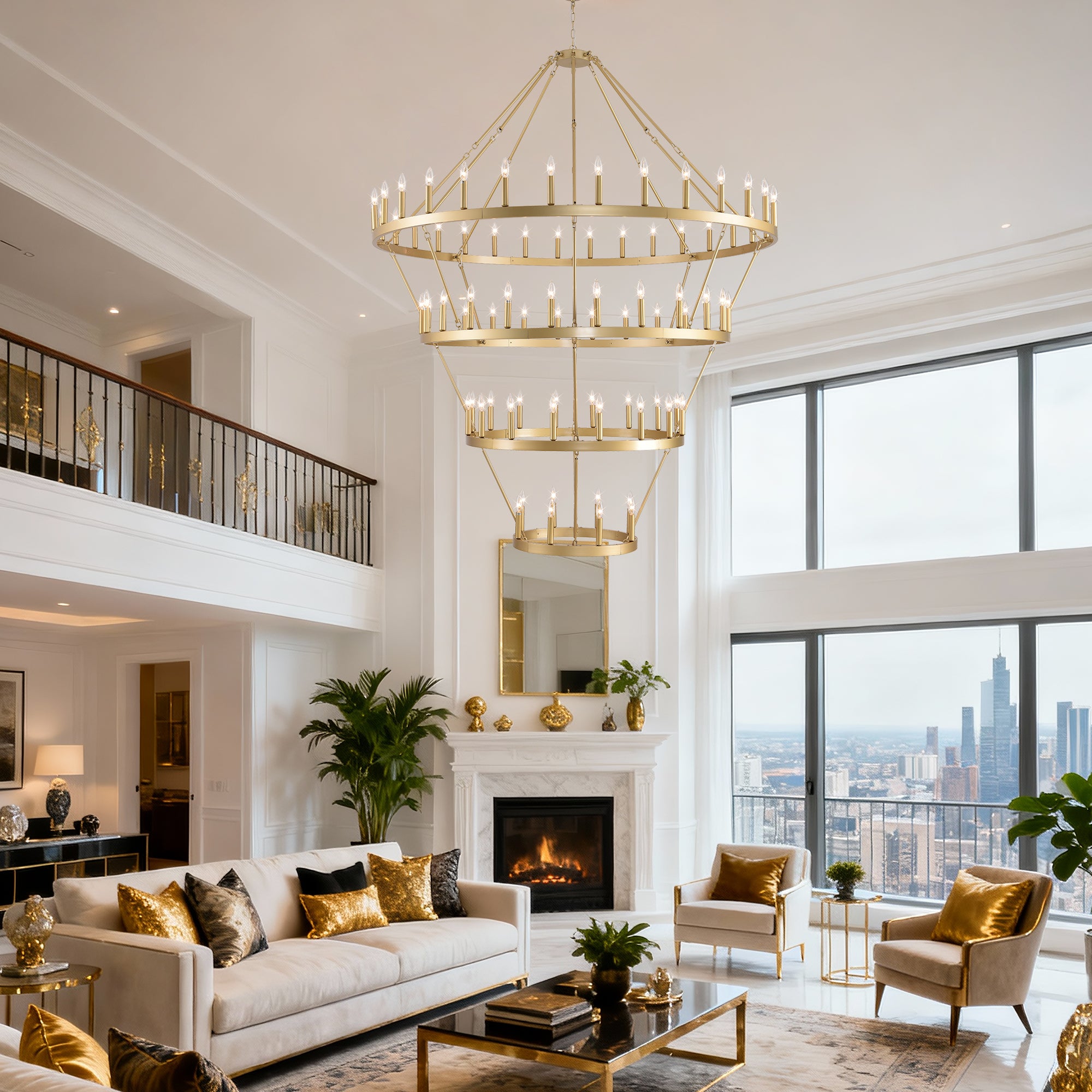 69.3 Inch 4 Tiers Wagon Wheel Chandelier