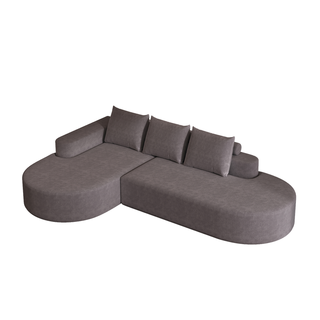 Modern Curved Chenille Upholstered Sectional Sofa