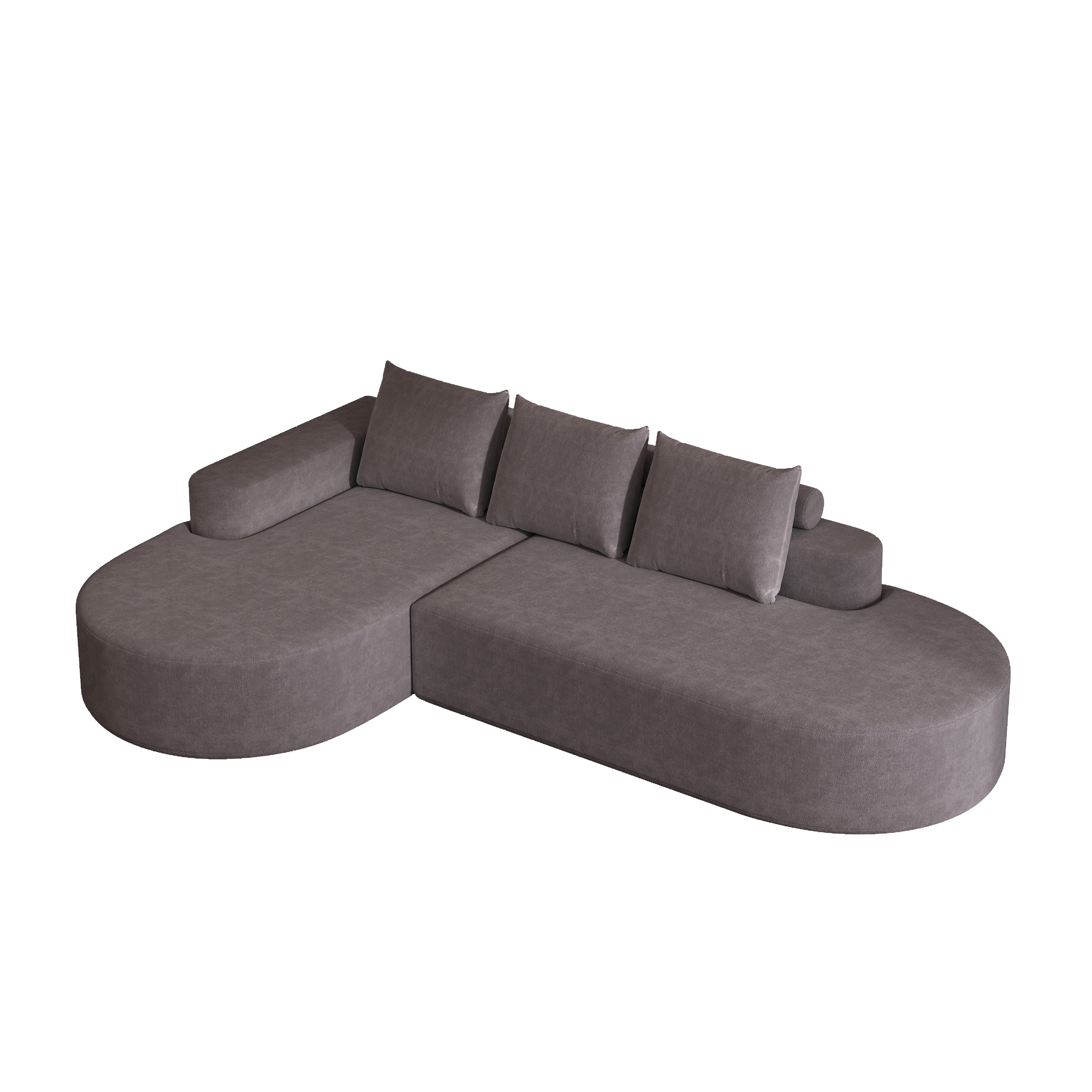 Modern Curved Chenille Upholstered Sectional Sofa